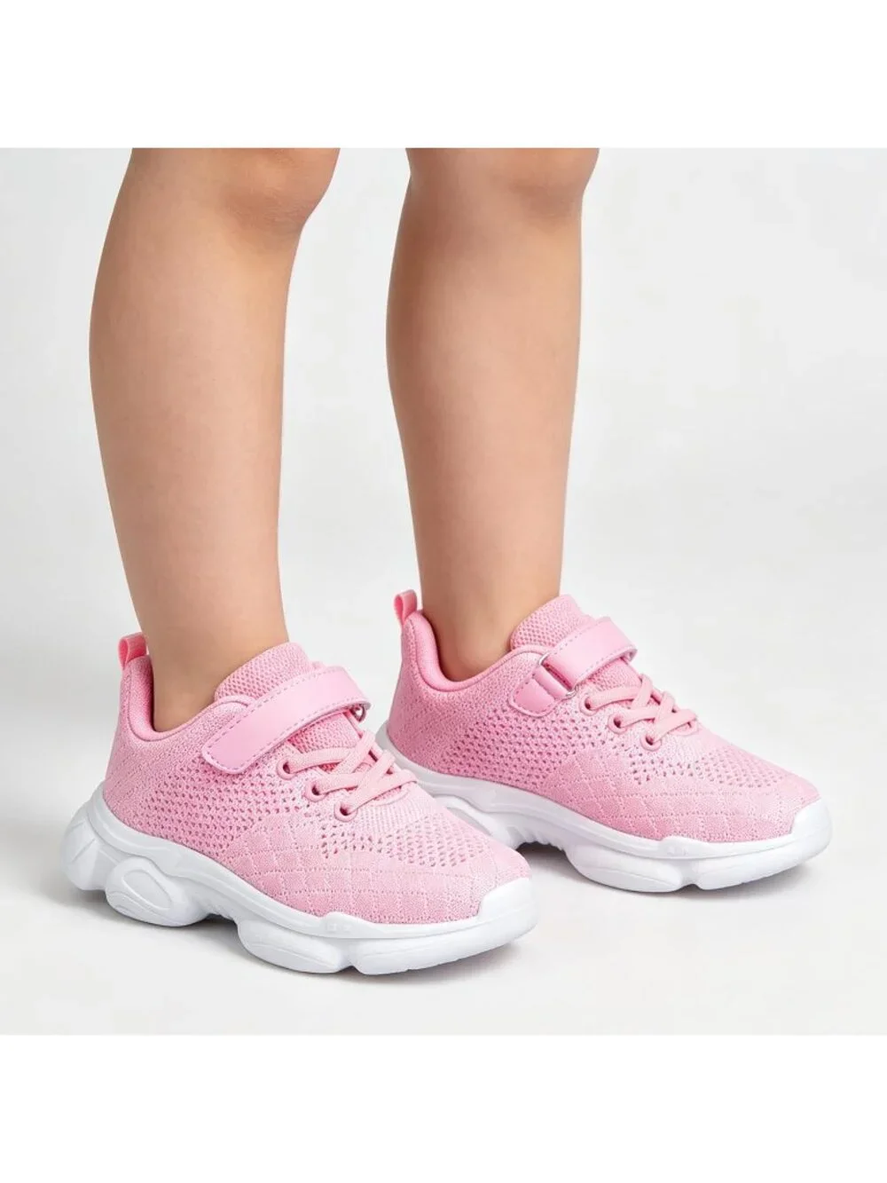 Kids Light Pink Mesh Shoes Toddler Boys Girls Running Sports Strap Sneakers